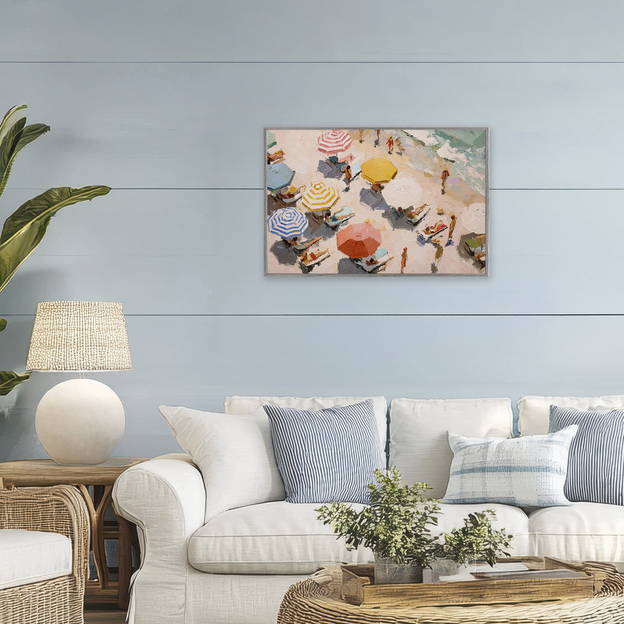 Stupell Industries Summer Beach Fun Expression Gray Framed Giclee Art, design by Jacky Ngan