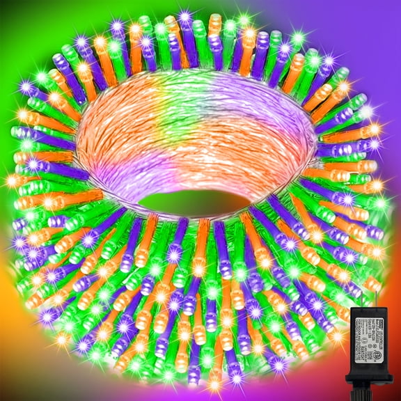 99FT 300 LED String Lights, Purple/Orange/Green Fairy Lights Plug in, 16 Modes Transparent Wire, 29V Low Voltage for Indoor Outdoor Christmas Wedding Party Decoration