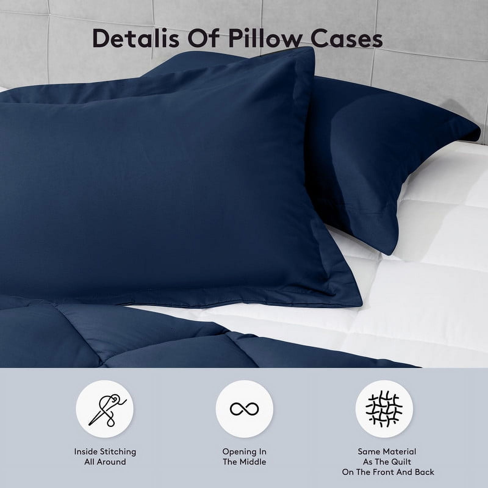 JUSTLET 3 Pieces Queen Comforter Set, Bed in A Bag, Machine Washable Bedding Set, Navy Blue