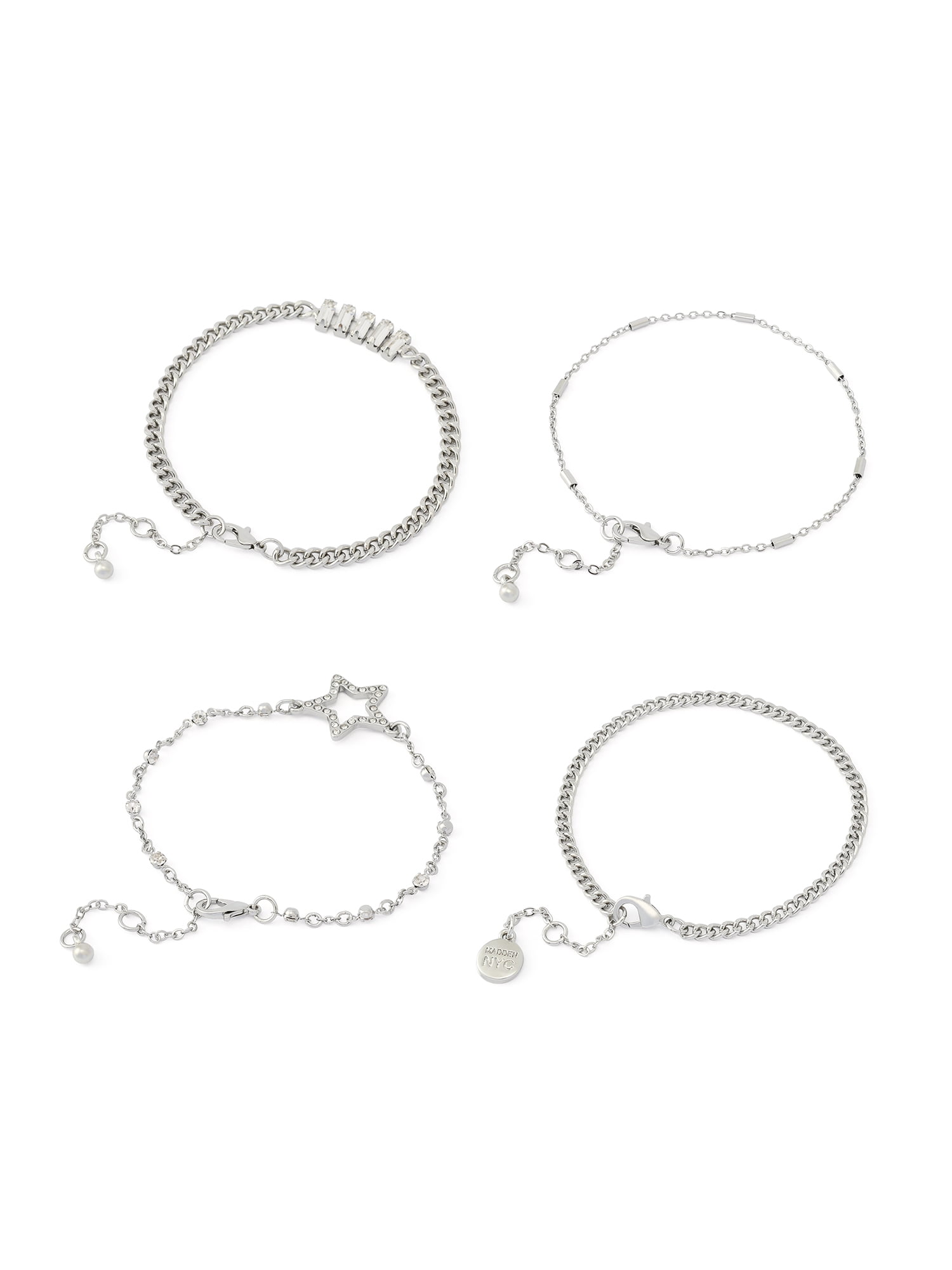 Madden NYC Women's Fashion Crystal Pavé Star 4-Piece Bracelet Set