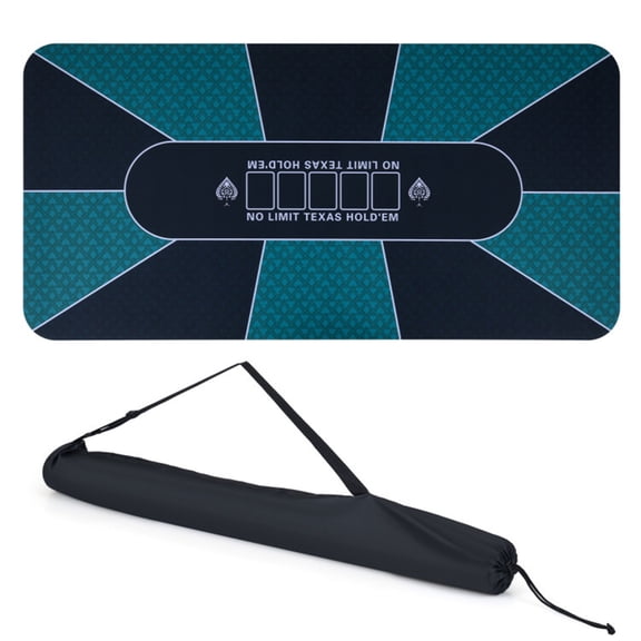 10 Player XL Poker Table Mat Non Slip Rubber Base Spill Proof Multi Spandex Top with Carry Bag