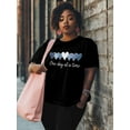 thumbnail image 3 of Women's T-Shirt Minimalism Blue Heart One Day At A Time Short Sleeve Casual Tee Classic Crew Neck T Shirt for Women Black, 3XL, 3 of 7