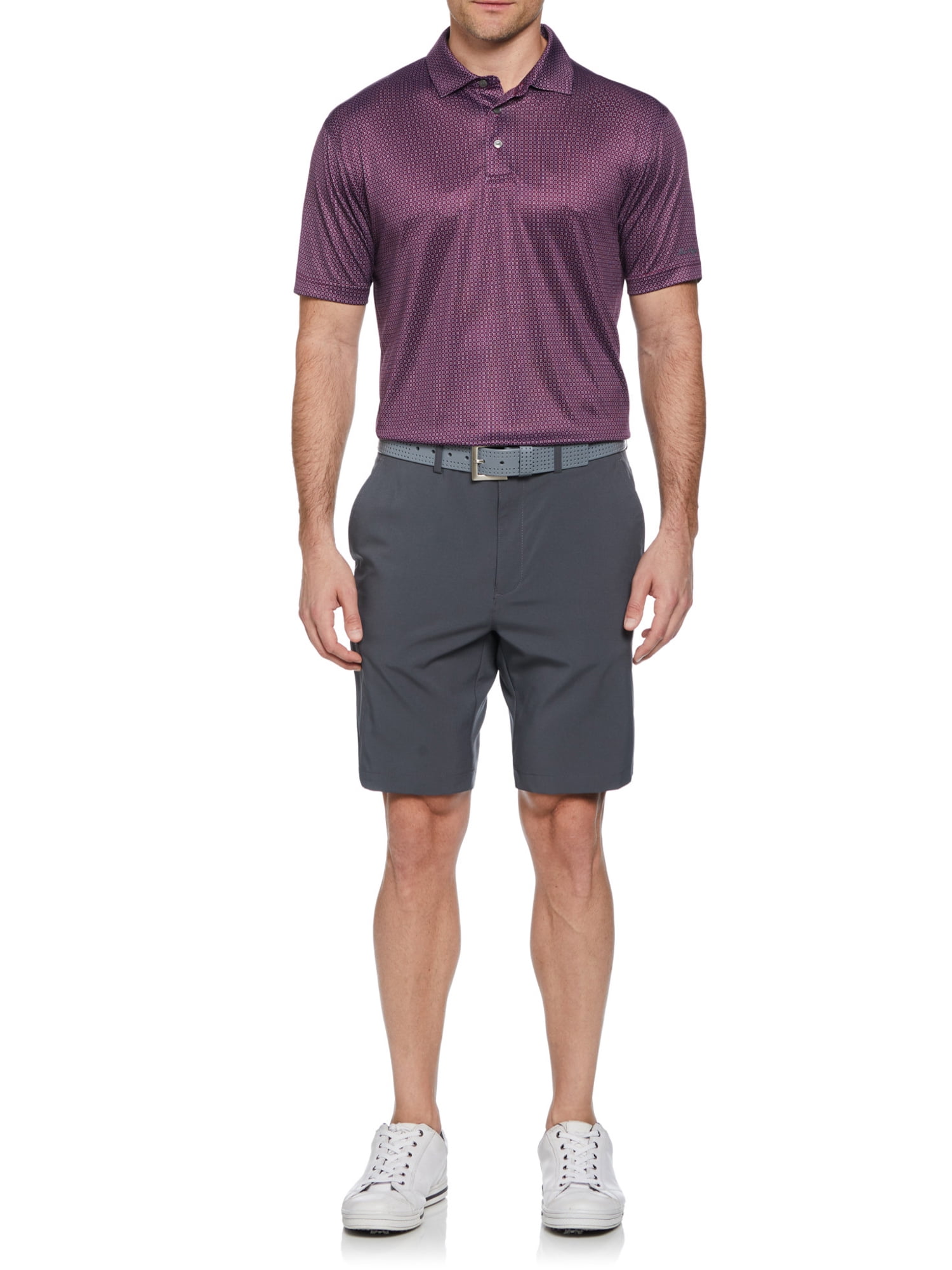 Ben Hogan Performance Men’s and Big Men’s Micro Geo Print Short Sleeve Golf Polo Shirt, up to Size 5XL