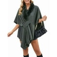thumbnail image 3 of Women'S Open/ Front Cardigan Solid Color Poncho Cape Plus Size Knit Wraps for Fall Winter Dark Gray One size, 3 of 9