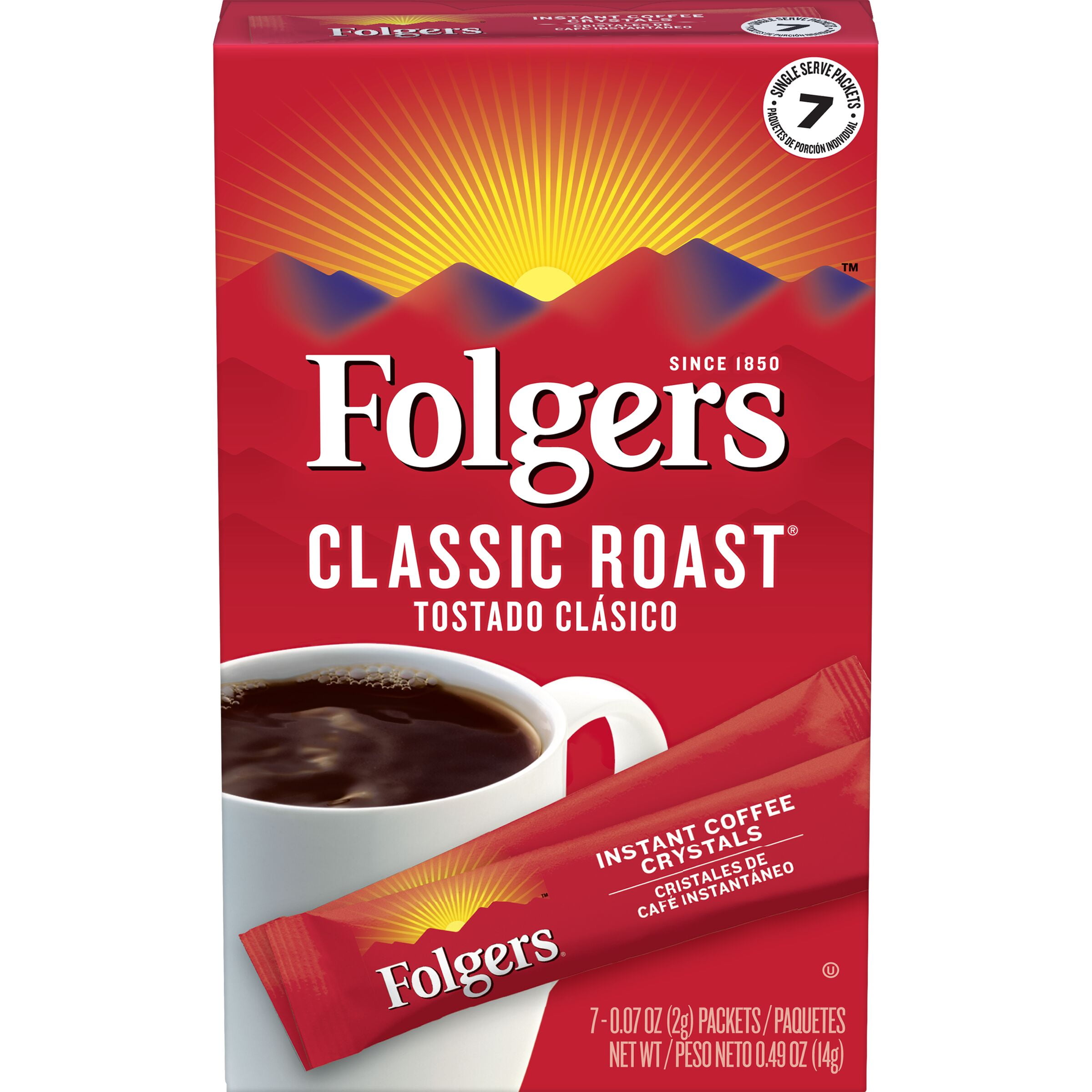 Folgers Classic Roast Single Serve Medium Roast Instant Coffee Packets 