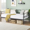 thumbnail image 3 of Twin Size Daybed Frame Heavy Duty Metal Slats Mattress Foundation Platform Sofa Bed with Headboard for Bedroom, Black (Daybed), 3 of 9