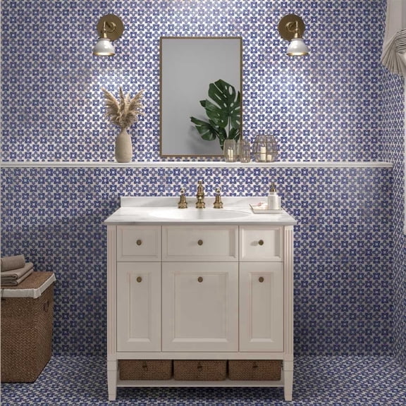 The Tile Life Phlox Blue Satin Porcelain Floor & Wall Tile 8x8 in 25-Piece