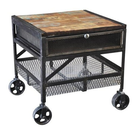 Wanderloot Metal Mesh Drawer Reclaimed Wood End Table Departments