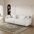 thumbnail image 3 of Tookss 86.6 Inch Teddy Wool Sofa, with 4 Throw Pillows, Hardware Feet,Solid Wood Frame, Mid Century Comfortable Couche for Apartment, 3 of 7