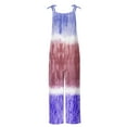 thumbnail image 3 of Usmixi Jumpsuits for Women Loose Comfort Cotton Linen Fashion Adjustable Strap Baggy Wide Leg Pocket Long Jumpsuits Overalls Summer Formal Tie-Dye Round Neck Sleeveless Maxi Rompers Purple s, 3 of 4