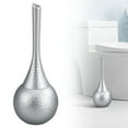 thumbnail image 2 of Hideaway Toilet Brush Set, Hammered Finish| Bathroom Decor & Anti-Splash Shield | 360° Deep Clean Bristles, Rust-Proof ABS |Modern Bath Accessories |Elegant Gift for Home, Hotel(Silver,5.5x5.5x15"), 2 of 9