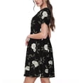 thumbnail image 2 of Susaid Rose Flowers Pattern Women's Casual Floral Print Crewneck Short Sleeve A Line Boho Maxi Dress, 2 of 6