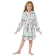 thumbnail image 6 of FORMRS Niños Bathrobe Unisex Hooded Robe Soft Plush Pajamas Sleepwear, Size 2-3T, Green Geometric, 6 of 7