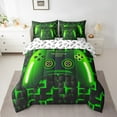 thumbnail image 2 of Erosebridal Queen Size Game Console Comforter Set Gamer 7 Piece Bed In A Bag,3D Gaming Geometric Check Lightweight Soft Bedding Sets,Neon Green Gamepad Bed Set,Black, 2 of 6