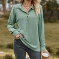thumbnail image 2 of Long Sleeve Tops Ladies with Collar Button Up Pullover Dressy Casual Blouses Lightweight Textured Plain Shirt (Medium, Green 01), 2 of 4
