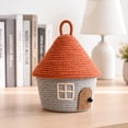 thumbnail image 5 of LEHOZIHEQ Woven Storage Basket with Lid, Cute House Basket, House Shape Woven Storage Basket, Sundries Container, for Bedroom and Living Room, 5 of 7