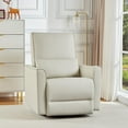 thumbnail image 6 of TROPOW 360° Swivel, Rocking Chair Nursery, Glider Rocker Recliner, PU Leather Sofa Chair with high Back, Deep Seat for Nursery, Living Room, Bedroom, Beige, 6 of 8