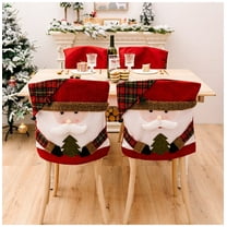 JWshufel Christmas Decorations Christmas Table Decorations Embroidered Chair Cover Santa Claus Snowman Design Easy On for Dining Room Holiday Parties Festive Atmosphere 21.3in