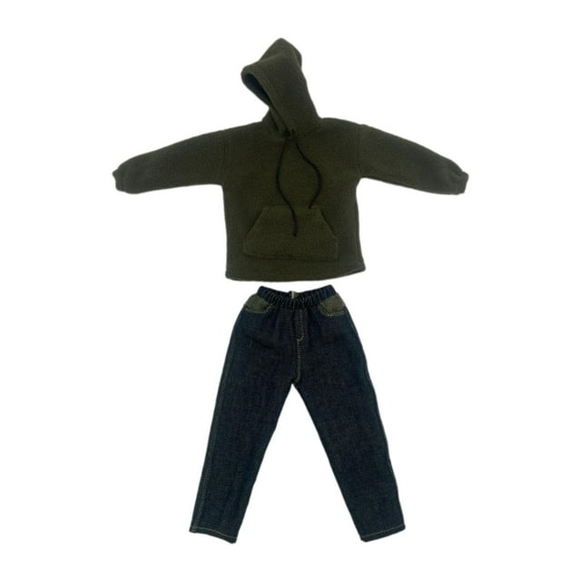 2x Sudaderas con Capucha Y Pantalones Vaqueros 1:6, Ropa en Miniatura para Accesorios de Figuras Masculinas de 12 Pulgadas