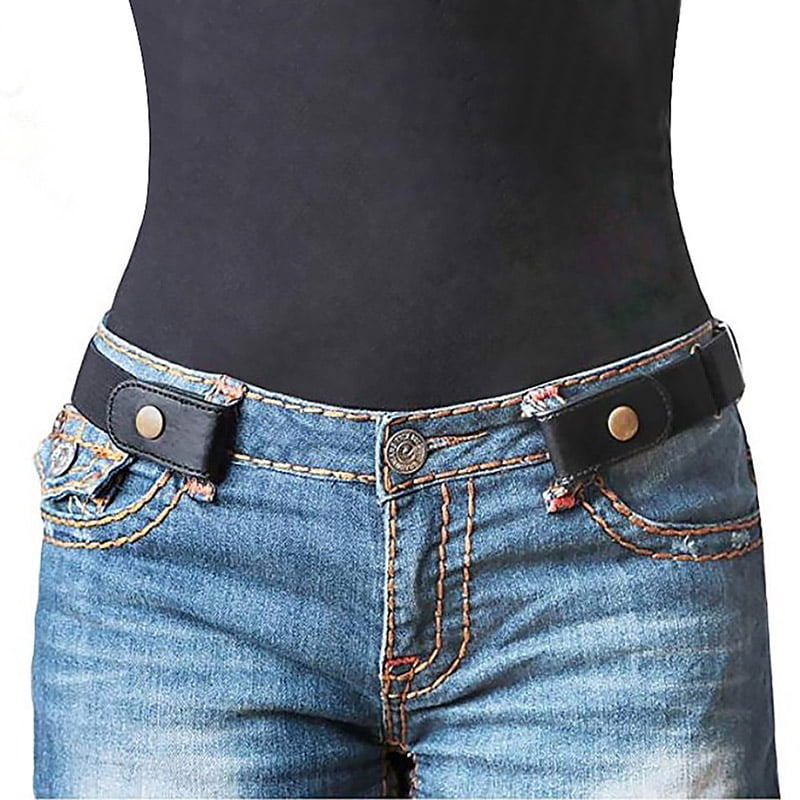 Transser No Buckle Stretch Belt for Women Men Black Invisible Buckle Free Belt for Jeans Pants Fits 23.6 to 35.4 