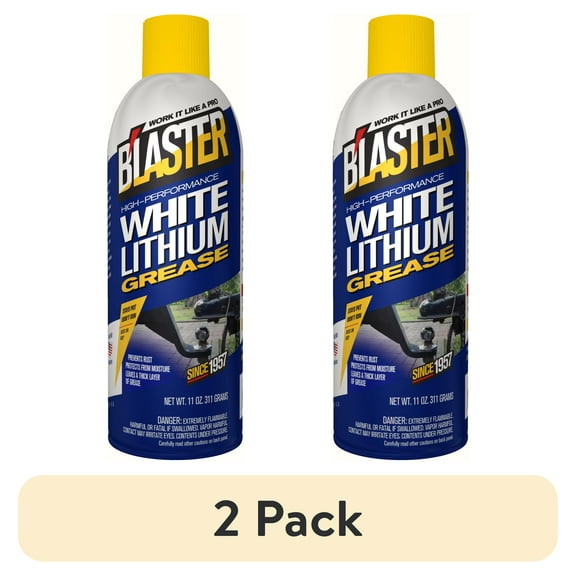 (2 pack) B'laster 16-LG White Lithium Grease, Oil Lubricant, 11 oz