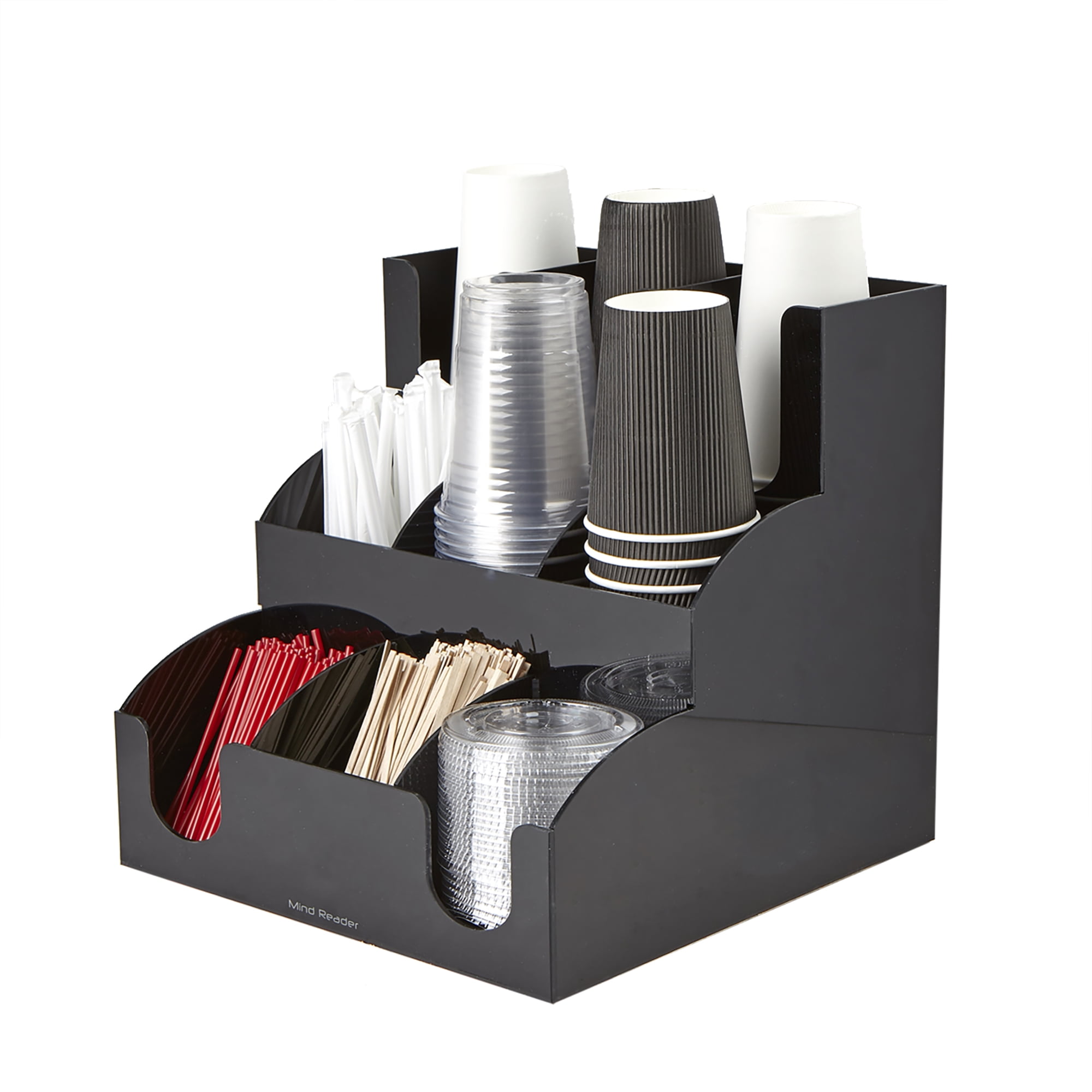 Mind Reader Acrylic 9 Compartment Condiment Organizer, Black