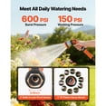 thumbnail image 4 of Garden Hose, 200 ft 5/8" Heavy Duty Rubber Water Hose with 10 Mode Nozzle, 150PSI Working & 600PSI Burst, Flexible & Non-kink Outdoor Waterhose with 3/4" Fitting, Lightweight Hoses for Gardening, 4 of 6