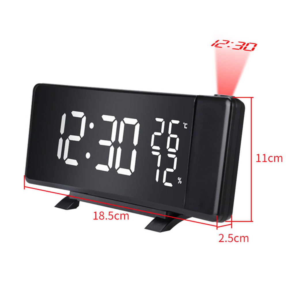 LED Digital Alarm Clock Digital Temperature&Humidity Projection Clock FM Radio 