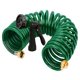 thumbnail image 1 of Automan Coil Manguera de jardín Manguera de agua rizada Eva de 25 pies con conectores de latón Manguera de agua de jardín con retroceso Incluye rociador de 7 funciones Manguera de bobina de jardín ret, 1 of 7