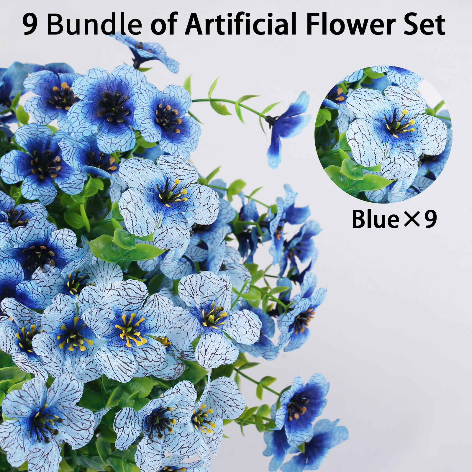 9 Bundles Artificial Flowers for Outdoor,No Fade Fake Plastic Flowers Faux Plants for Decoration Hanging Planters Indoor Outside Garden Porch Window Box Home Wedding Farmhouse