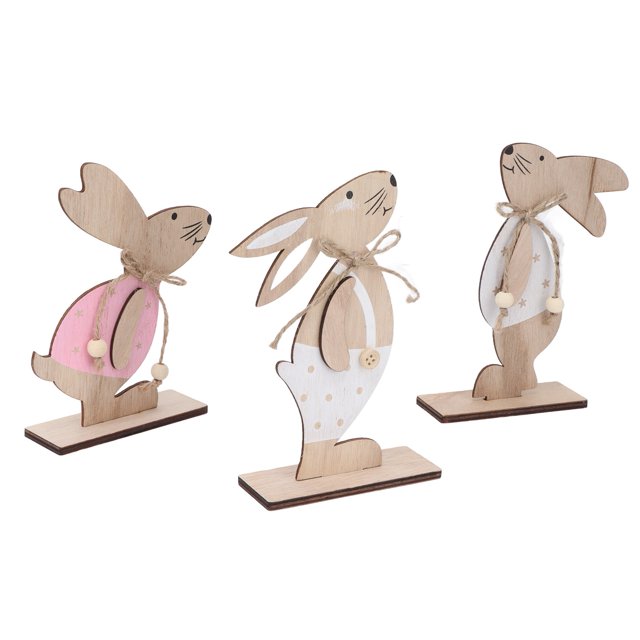 Decoración de escritorio de Pascua, decoración de conejo de Pascua, decoración de madera para festivales de Pascua, adornos de conejo de Pascua, artesanía excepcional