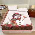 thumbnail image 3 of HELLHERO Christmas Snowman 3Pc Fitted Sheets with Easy Care Soft, Fitted Sheet & 2 Pillowcases, No Flat Sheet Included Fitted Bedding for Dorm Bedroom, 3 of 6