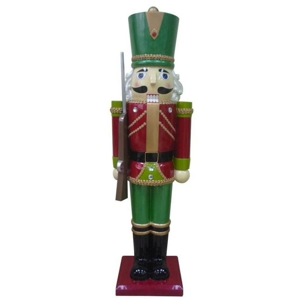 Home Accents Holiday Metallic Nutcracker Soldier with Staff 3 ft.Figurine Collectibles Indoor