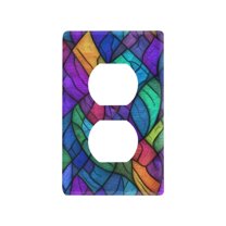 Yayeee Duplex Wall Plate 1-Gang 4.5"x2.7" Home Receptacle Light Switch Decorative Outlet Cover, Vibrant Stained Glass Pattern