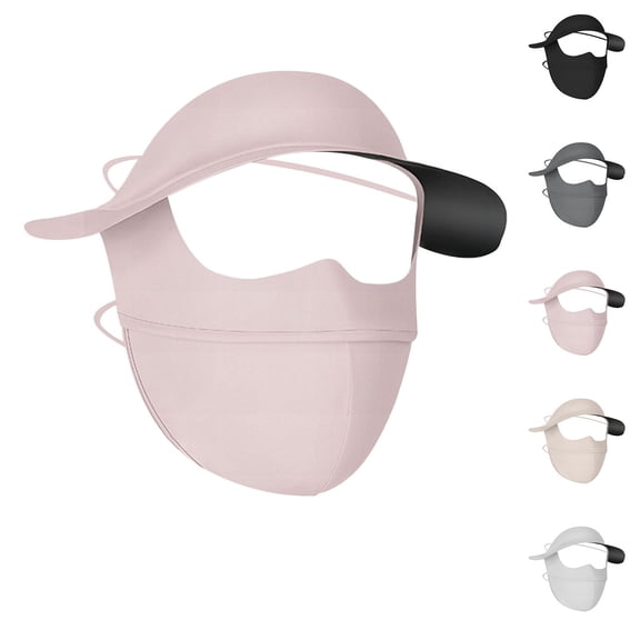 UTSJKR Ice Silk Full Face Mask, Trendy Face Cover UV Protection Full Face Sun Shield, Lightweight Summer Beach Face Mask for Women Beige