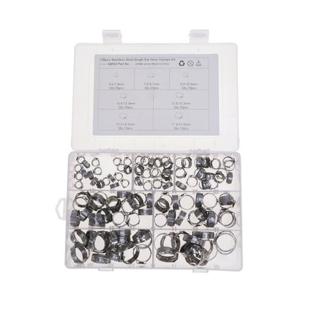 

130pcs Hose Clamp Air Clip Clamp for Plumbing Automotive Mechanical (Silver)