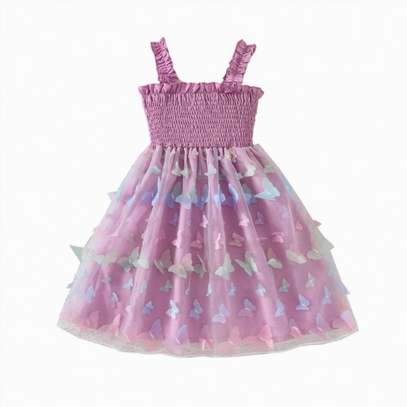 mgoYE Girl Easter Dress Toddler Girls Tutu Dress Sleeveless Toddler Cotton Tulle Skirt Princess Party Prom Dresses(Purple,2-3 Years)
