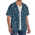 thumbnail image 4 of Fotbe Blue and White Gradient Snowflake print Short Sleeve Button Down Shirts for Men Casual Summer Beach Wrinkle Free Shirt-Large, 4 of 7