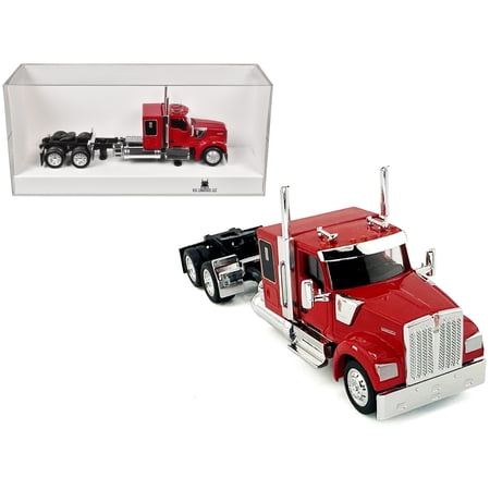 Kenworth W990 with Flat Top Sleeper Cab Red 1/87 (HO) Scale Plastic Model Car by HO Logistics