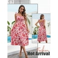 thumbnail image 7 of Xuanfei Women Floral Print Square Neck Smocked Sleeveless Lace Up Midi Dress, 7 of 7