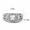 thumbnail image 5 of 2 PCS Princess CZ Center Top Grade Crystal Surround Stainless Steel Wedding Ring Set - Size 6, 5 of 7