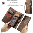 thumbnail image 5 of 2 in 1 Detachable for Samsung Galaxy S23 Wallet Case with Card Holder, Retro Premium Flip Leather Cover  Zipper Pocket Phone Cases 6.1'' (Coffee,S23), 5 of 18