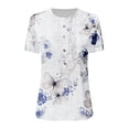 thumbnail image 4 of LSLJS T-Shirts pour Femmes Été Décontracté Manches Courtes T-Shirt Bouton Col Rond Pull Blouse Tops, 4 of 4