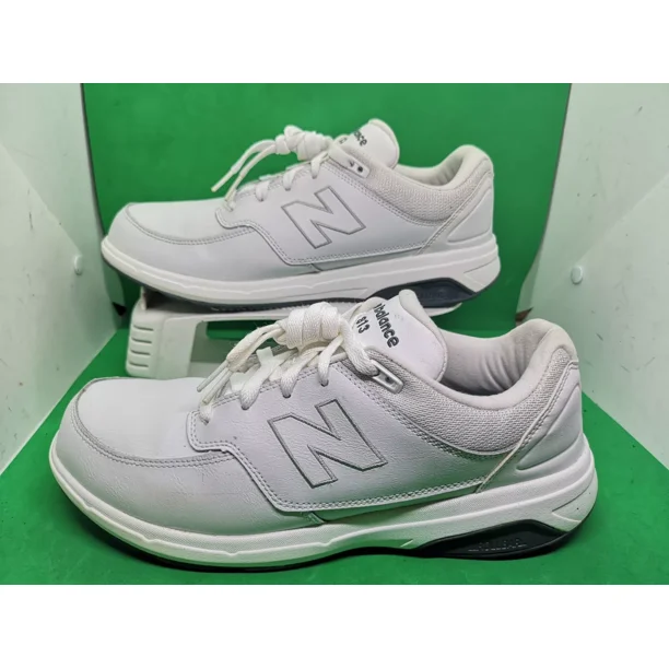 ??New Balance 813 Men's 9 4E Wide White Leather Comfort Walking Sneaker Shoes