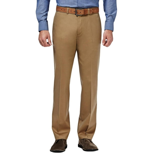 Haggar Mens Straight Fit Twill Dress Pants Beige 36/29 - Walmart.com