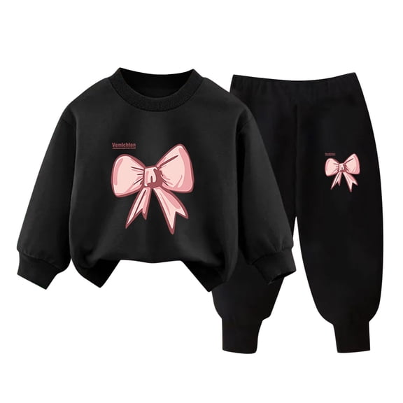 Zwiiyzr 3-10Y Toddler Baby Boy Girl Clothes Warm Fleece Lined Flower Print Long Sleeve Sweatshirt Tops and Pants Winter Fall Clothing Set