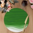 thumbnail image 3 of Ombre Green Waves Round 13 Inch Placemats Set of 6, Abstract Art Gradient Modern HeatResistant Non Slip Place Mats for Dining Table, Wipeable Braided Kitchen Table Mats for Housewarming, 3 of 9