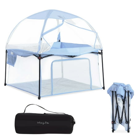 UPC: 0810063665289 | Dream On Me Ziggy Square Playpen with Canopy Blue Unisex