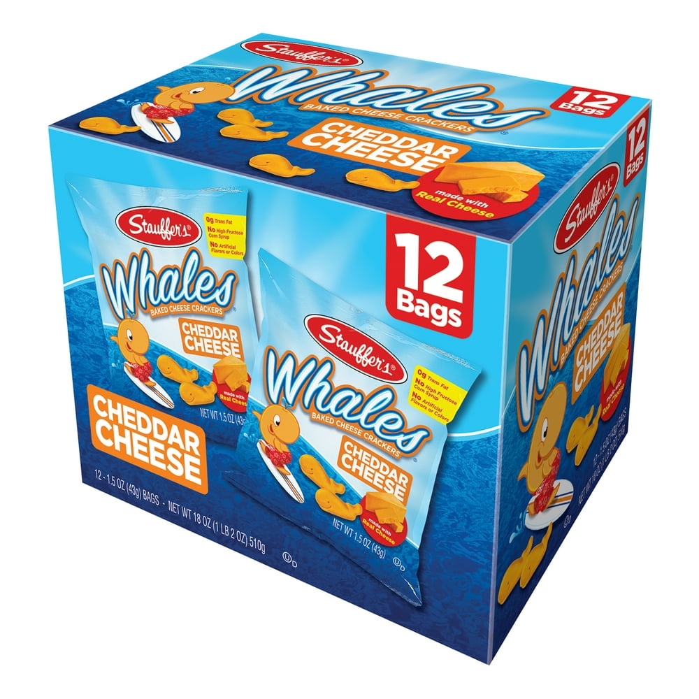 Stauffer's Whales Cheddar Cheese Crackers, 1.5 oz, 12 Count Walmart
