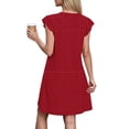 thumbnail image 6 of Aimik Womens V Neck Ruffle Sleeve Shift Dress Loose Fit Flowy Mini Casual Dresses with Pockets for Summer Beach Travel, 6 of 6